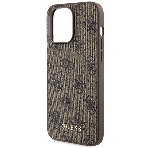 Guess GUHCP15XG4GFBR iPhone 15 Pro Max 6.7&quot; brązowy/brown hard case 4G Metal Gold Logo