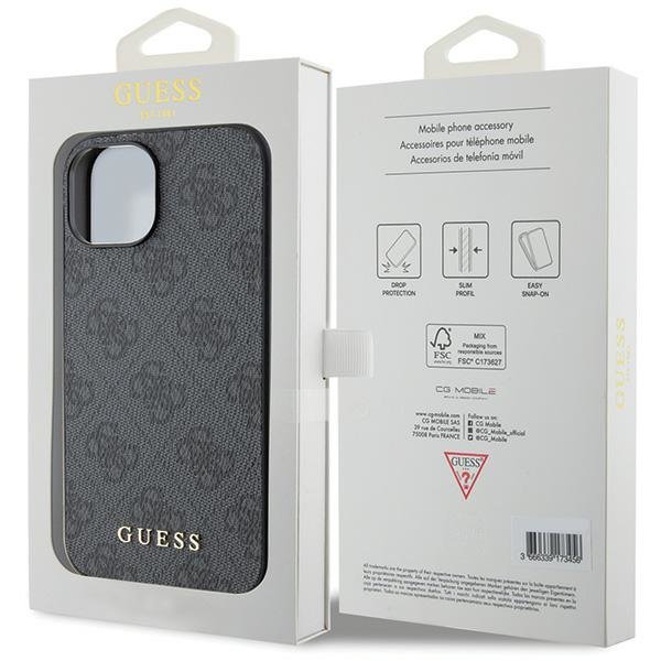 Guess GUHCP15MG4GFGR iPhone 15 Plus / 14 Plus 6.7&quot; szary/grey hard case 4G Metal Gold Logo
