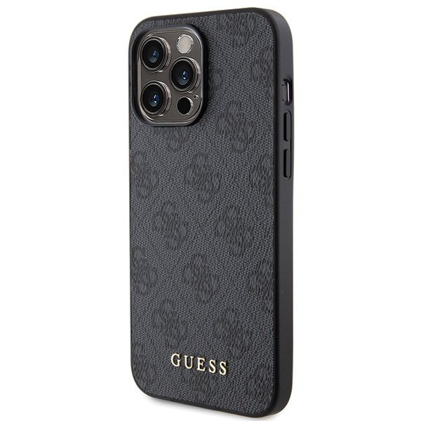 Guess GUHCP15LG4GFGR iPhone 15 Pro 6.1&quot; szary/grey hard case 4G Metal Gold Logo