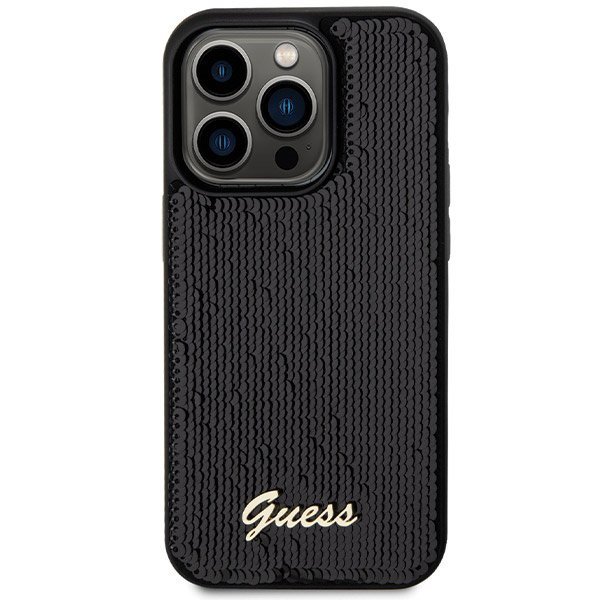 Guess GUHCP13XPSFDGSK iPhone 13 Pro Max 6.7&quot; czarny/black hardcase Sequin Script Metal