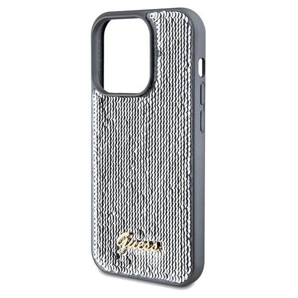 Guess GUHCP14LPSFDGSS iPhone 14 Pro 6.1&quot; srebrny/silver hardcase Sequin Script Metal