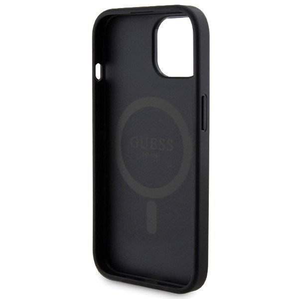 Zestaw Guess GUBPM5P15S4GEMGK iPhone 15 6.1&quot; hardcase + Powerbank 5000mAh MagSafe czarny/black 4G Metal Logo