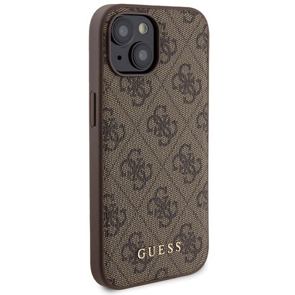 Zestaw Guess GUBPM5P15S4GEMGW iPhone 15 6.1&quot; hardcase + Powerbank 5000mAh MagSafe brązowy/brown 4G Metal Logo