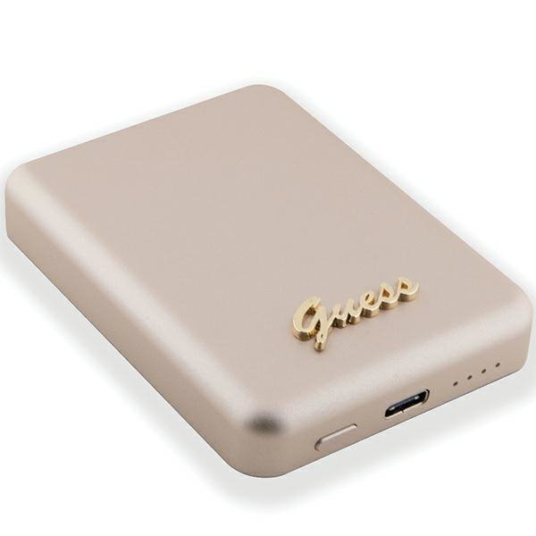 Guess Powerbank indukcyjny 5W GUPBM3ALGSGD 3000mAh złoty/gold MagSafe Metal Script Logo