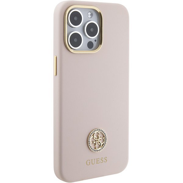Guess GUHCP15XM4DGPP iPhone 15 Pro Max 6.7&quot; jasnoróżowy/pink hardcase Silicone Logo Strass 4G