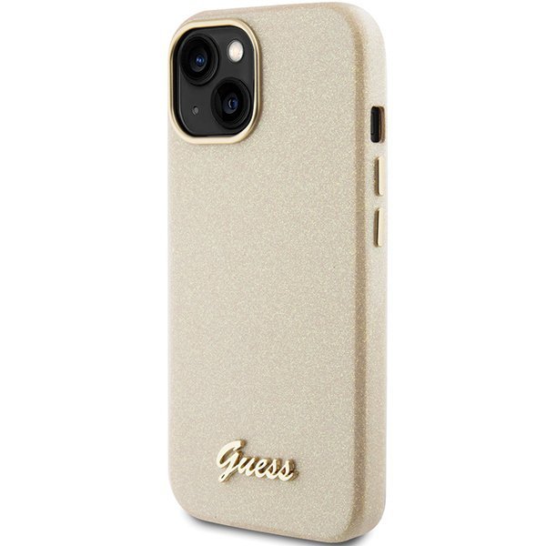 Guess GUHCP15SPGMCSD iPhone 15 / 14 / 13 6.1&quot; złoty/light gold hardcase Glitter Glossy Script