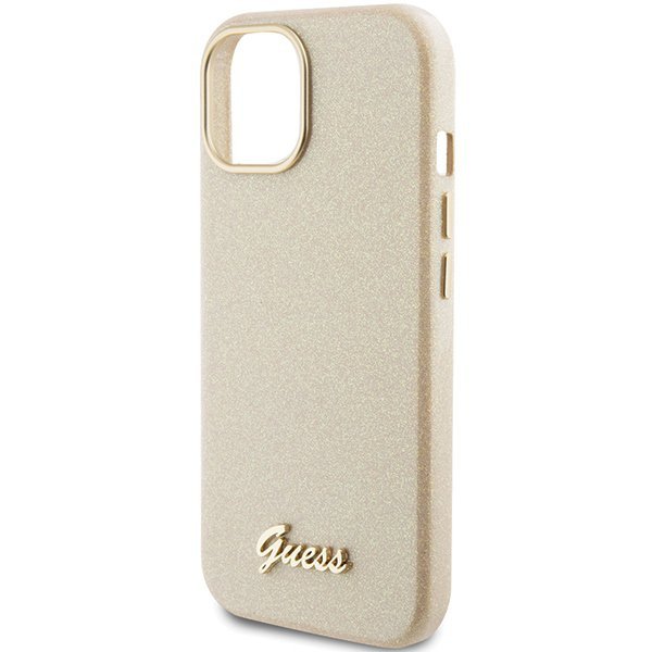 Guess GUHCP15SPGMCSD iPhone 15 / 14 / 13 6.1&quot; złoty/light gold hardcase Glitter Glossy Script
