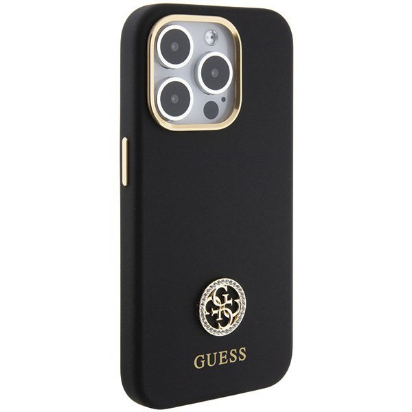 Guess GUHCP15LM4DGPK iPhone 15 Pro6.1&quot; czarny/black hardcase Silicone Logo Strass 4G