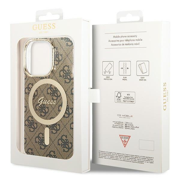 Guess GUHMP15LH4STW iPhone 15 Pro6.1&quot; brązowy/brown hardcase IML 4G MagSafe