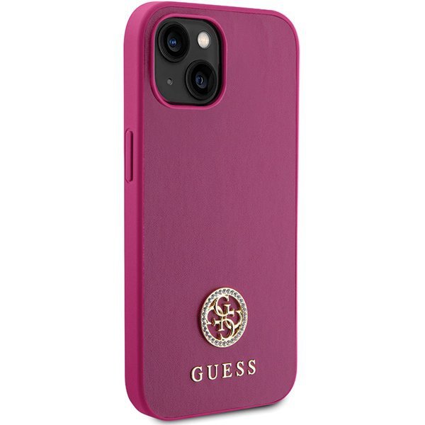 Guess GUHCP15SPS4DGPP iPhone 15 / 14 / 13 6.1&quot; różowy/pink hardcase Strass Metal Logo