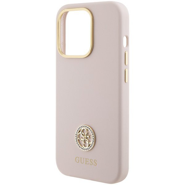 Guess GUHCP15LM4DGPP iPhone 15 Pro 6.1&quot; jasnoróżowy/pink hardcase Silicone Logo Strass 4G