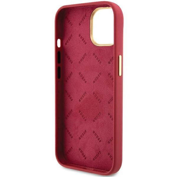 Guess GUHCP15SSMBSLM iPhone 15 / 14 / 13 6.1&quot; magenta hardcase Silicone Script Metal Logo & Frame