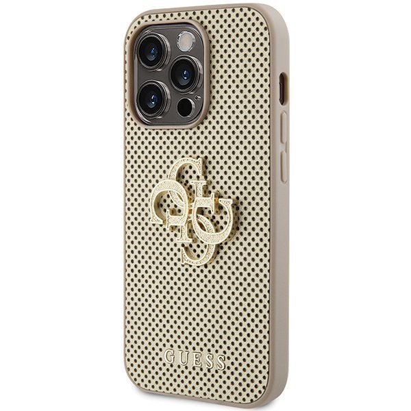 Guess GUHCP15XPSP4LGD iPhone 15 Pro Max 6.7&quot; złoty/gold hardcase Perforated 4G Glitter