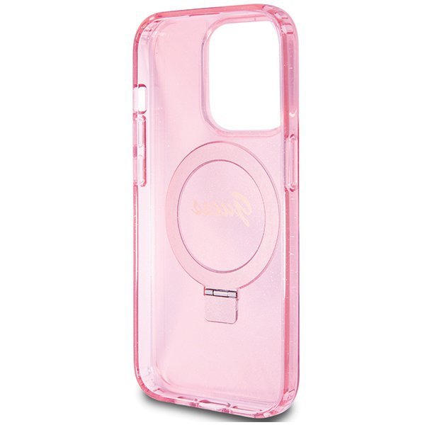 Guess GUHMP15XHRSGSP iPhone 15 Pro Max 6.7&quot; różowy/pink hardcase Ring Stand Script Glitter MagSafe