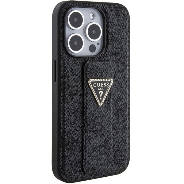 Guess GUHCP15XPGS4TDK iPhone 15 Pro Max 6.7&quot; czarny/black hardcase Grip Stand 4G Triangle Strass
