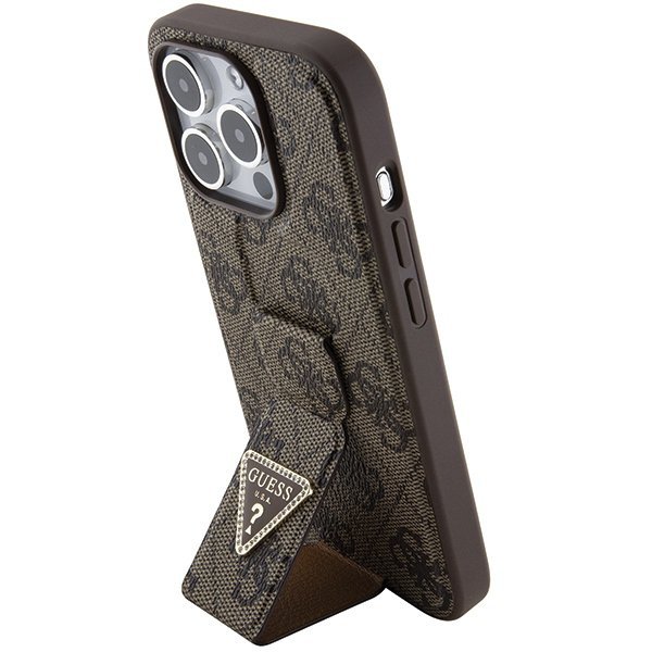 Guess GUHCP15XPGS4TDW iPhone 15 Pro Max 6.7&quot; brązowy/brown hardcase Grip Stand 4G Triangle Strass