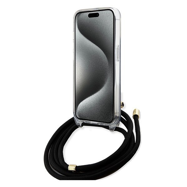 Guess GUHCP15SHC4SEK iPhone 15 / 14 / 13 6.1&quot; czarny/black hardcase Crossbody Cord 4G Print