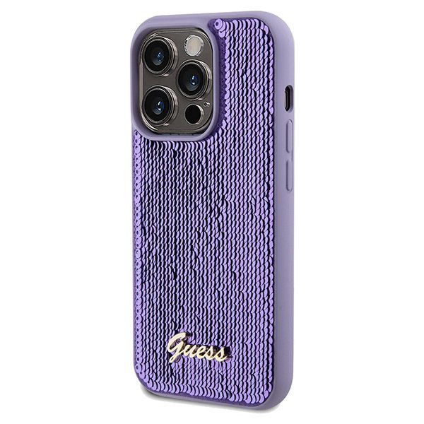 Guess GUHCP14XPSFDGSU iPhone 14 Pro Max 6.7&quot; fioletowy/purple hardcase Sequin Script Metal