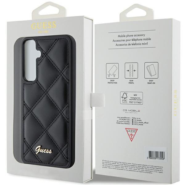 Guess GUHCS23FEPSQSQSK S23 FE S711czarny/black hardcase Quilted Metal Logo