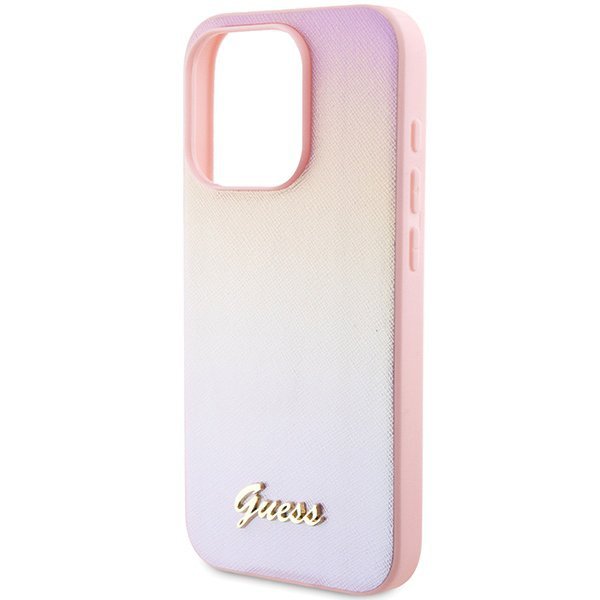 Guess GUHCP14XPSAIRSP iPhone 14 Pro Max 6.7&quot; różowy/pink hardcase Saffiano Iridescent Script