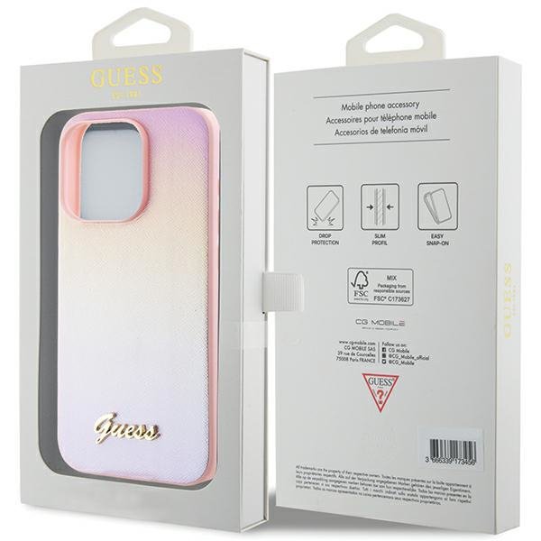 Guess GUHCP15XPSAIRSP iPhone 15 Pro Max 6.7&quot; różowy/pink hardcase Saffiano Iridescent Script