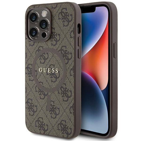 Guess GUHMP13LG4GFRW iPhone 13 Pro / 13 6.1&quot; brązowy/brown hardcase 4G Collection Leather Metal Logo MagSafe