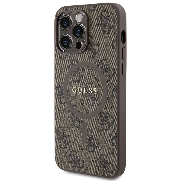 Guess GUHMP13LG4GFRW iPhone 13 Pro / 13 6.1&quot; brązowy/brown hardcase 4G Collection Leather Metal Logo MagSafe
