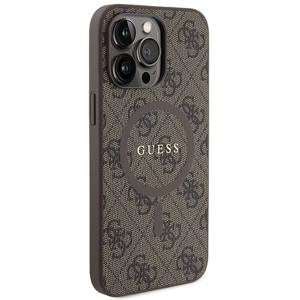Guess GUHMP13LG4GFRW iPhone 13 Pro / 13 6.1&quot; brązowy/brown hardcase 4G Collection Leather Metal Logo MagSafe
