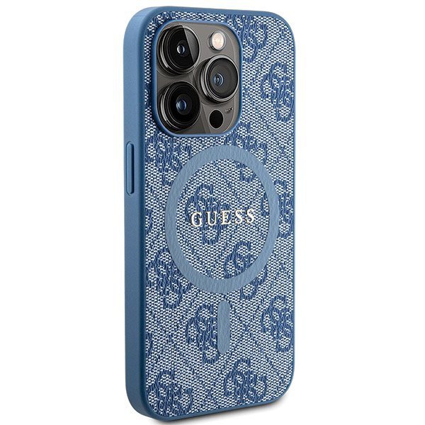 Guess GUHMP15XG4GFRB iPhone 15 Pro Max 6.7&quot; niebieski/blue hardcase 4G Collection Leather Metal Logo MagSafe