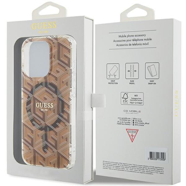Guess GUHMP15XHGCUSTGW iPhone 15 Pro Max 6.7&quot; brązowy/brown hardcase IML GCube MagSafe