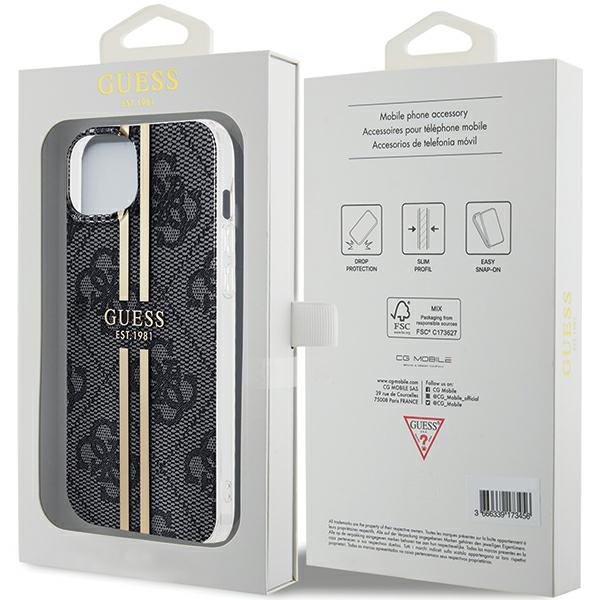 Guess GUHCP15MH4PSEGK iPhone 15 Plus / 14 Plus 6.7&quot; czarny/black hardcase IML 4G Gold Stripe