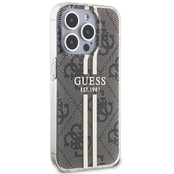 Guess GUHCP15XH4PSEGW iPhone 15 Pro Max 6.7&quot; brązowy/brown hardcase IML 4G Gold Stripe