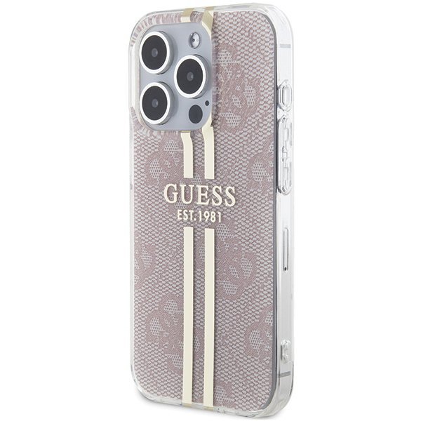 Guess GUHCP14XH4PSEGP iPhone 14 Pro Max 6.7&quot; różowy/pink hardcase IML 4G Gold Stripe
