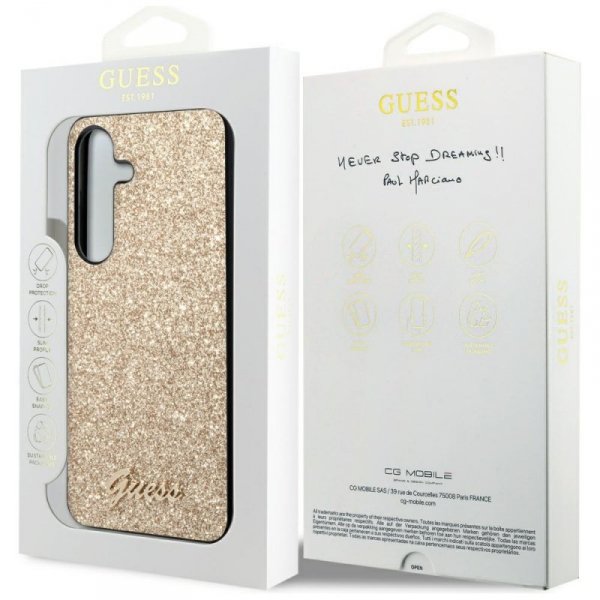 Guess GUHCS24SHGGSHD S24 S921złoty/gold hardcase Glitter Script