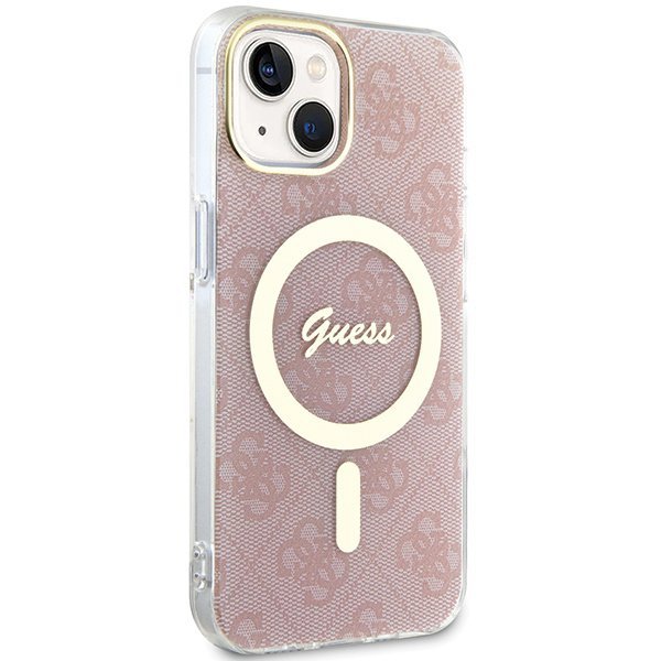 Guess GUHMP15SH4STP iPhone 15 / 14 / 13 6.1&quot; różowy/pink hardcase IML 4G MagSafe