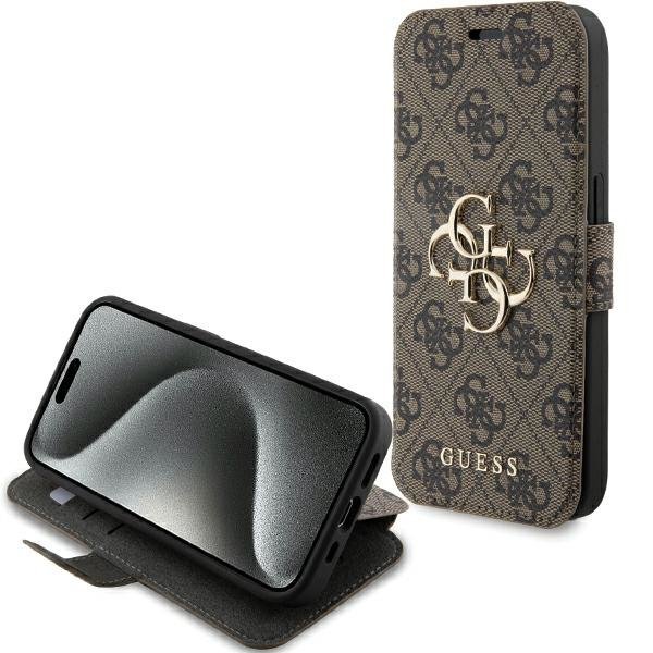 Guess GUBKP15L4GMGBR iPhone 15 Pro 6.1&quot;brązowy/book book 4G Metal Logo