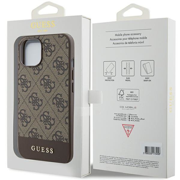 Guess GUHCP15SG4GLBR iPhone 15 / 14 / 13 6.1&quot; brązowy/brown hardcase 4G Stripe Collection