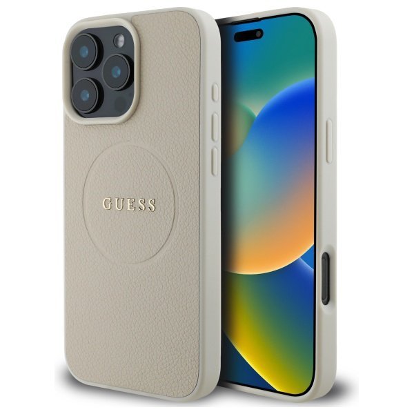 Guess GUHMP16XPGHSMME iPhone 16 Pro Max6.9&quot; beżowy/beige hardcase Grained Ring MagSafe