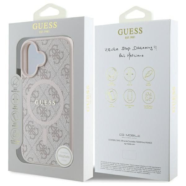 Guess GUHMP16SG4GFRP iPhone 16 6.1&quot; różowy/pink hardcase 4G Ring Classic Logo MagSafe