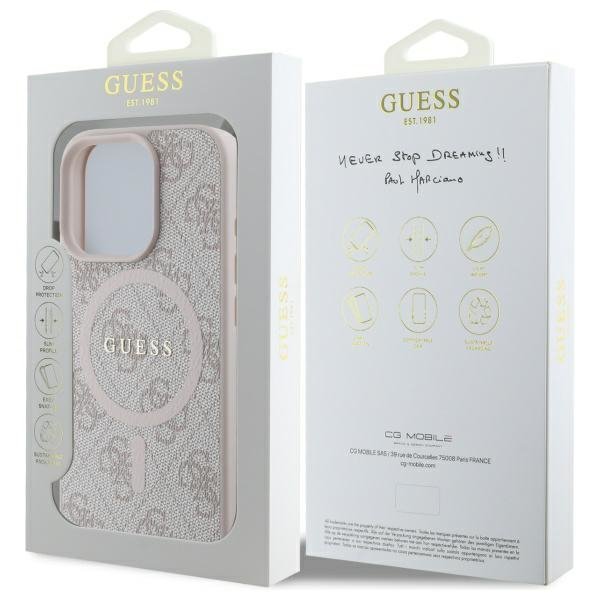 Guess GUHMP16XG4GFRP iPhone 16 Pro Max 6.9&quot; różowy/pink hardcase 4G Ring Classic Logo MagSafe