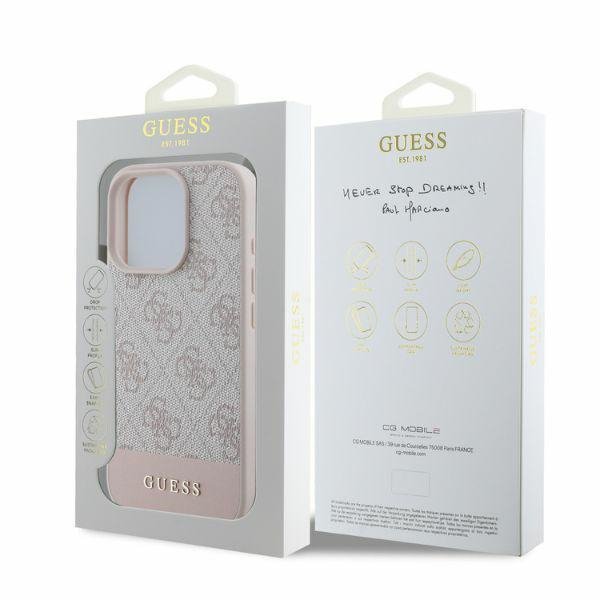 Guess GUHCP16LG4GLPI iPhone 16 Pro 6.3&quot; różowy/pink hardcase 4G Bottom Stripe