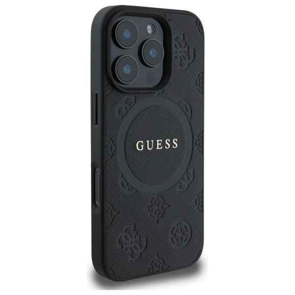 Guess GUHMP16LPSAPSMEK iPhone 16 Pro 6.3&quot; czarny/black hardcase Saffiano Peony Classic Logo MagSafe