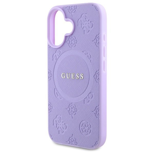 Guess GUHMP16SPSAPSMEU iPhone 16 6.1&quot; fioletowy/purple hardcase Saffiano Peony Classic Logo MagSafe