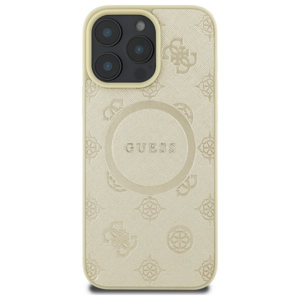 Guess GUHMP16XPSAPSMED iPhone 16 Pro Max 6.9&quot; złoty/gold hardcase Saffiano Peony Classic Logo MagSafe