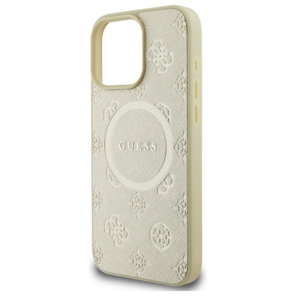 Guess GUHMP16XPSAPSMED iPhone 16 Pro Max 6.9&quot; złoty/gold hardcase Saffiano Peony Classic Logo MagSafe