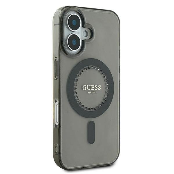 Guess GUHMP16SPFTDTEK iPhone 16 6.1&quot; czarny/black hardcase IML Rhinestones MagSafe