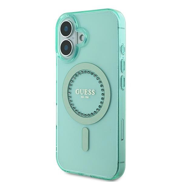 Guess GUHMP16SPFTDTEN iPhone 16 6.1&quot; zielony/green hardcase IML Rhinestones MagSafe