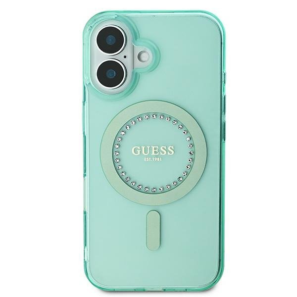 Guess GUHMP16SPFTDTEN iPhone 16 6.1&quot; zielony/green hardcase IML Rhinestones MagSafe