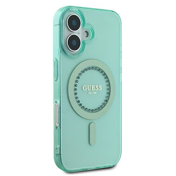 Guess GUHMP16SPFTDTEN iPhone 16 6.1&quot; zielony/green hardcase IML Rhinestones MagSafe