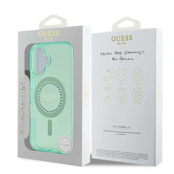 Guess GUHMP16MPFTDTEN iPhone 16 Plus 6.7&quot; zielony/green hardcase IML Rhinestones MagSafe